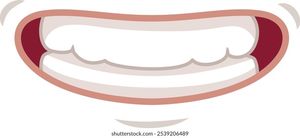 Sorriso grande, alegre com dentes e língua contra um fundo branco irradia felicidade e diversão, perfeito para transmitir prazer e felicidade