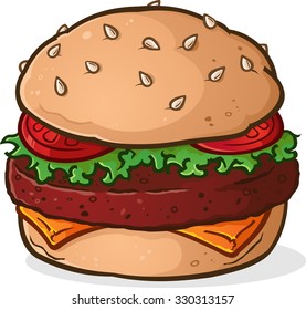 Big Juicy Delicious Hamburger Cartoon