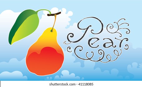 big juicy pear with logotype