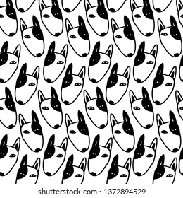 Big kawaii set of doodle cute sweet dogs, sketch characters, hand drawn, illustration drawn with pen, clipart collection, faces with different emotions, emoticons, smileys. Line art.