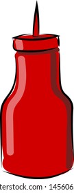 Botella grande de ketchup, ilustración, vector sobre fondo blanco.