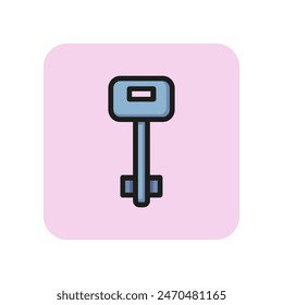 Big key line icon. Clue, access, protection. Solution concept. Vector illustration can be used for topics like real estate, entrance, mortgage