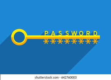 Big key as symbol of password for accessing to password-protected data. Information technology and personal information security