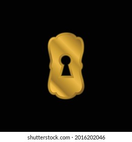 Big Keyhole Black Shape gold plated metalic icon or logo vector
