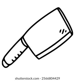 big kitchen knife or machete hand drawn outline illustration