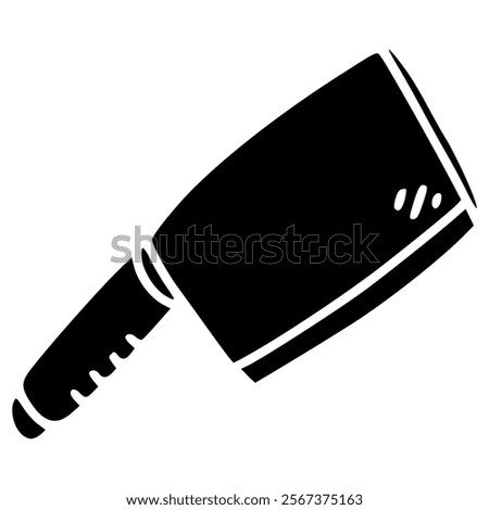 big kitchen knife or machete hand drawn glyph illustration