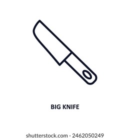 big knife outline icon.  Thin line icon from bistro and restaurant collection. Editable vector isolated on white background