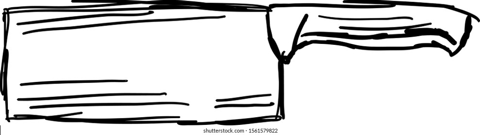 Große Messer-Skizze, Illustration, Vektorgrafik auf weißem Hintergrund.