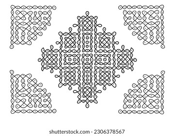 Big kolam, Rangoli with corner borders