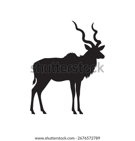  Big kudu silhouette vector flat illustration design on white background