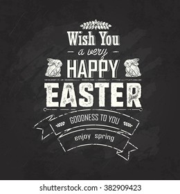 big label easter on blackboard