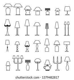 Big lamps set. Isolated vector elements for your design.