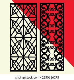Big laser cut decorative wall panel pattern set Jali design,acrylic and CNC machine cutting.Abstract ornament, geometric, classic, oriental pattern, floral and plant motifs.Round abstract geometric 