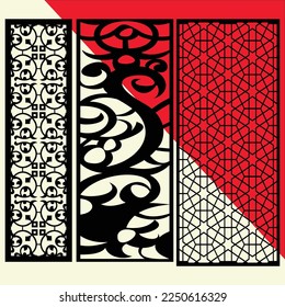 Gran corte láser patrón de panel de pared decorativo conjunto de diseño Jali, corte acrílico y CNC de máquina.Composición abstracta, geométrica, clásica, patrón oriental, motivos florales y vegetales.Geometría abstracta redonda 