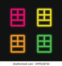 Big Layout four color glowing neon vector icon