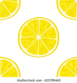 Big lemon slices on white background. Pattern.
