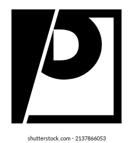 Diseño del logotipo de la letra grande P con el fresco cuadrado