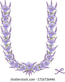 Großbuchstabe U aus Glocken und Lavendel für Karten Vector Hand ziehen Illustration EPS10