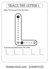 Big Letter Uppercase Alphabet Tracing For Pre-school Kids with Arrow Direction L.