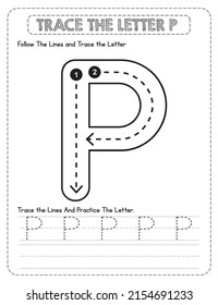 Big Letter Uppercase Alphabet Tracing For Pre-school Kids with Arrow Direction P.