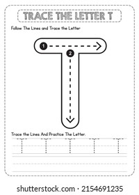 Big Letter Uppercase Alphabet Tracing For Pre-school Kids with Arrow Direction T.