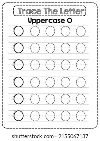 Big Letter Uppercase Alphabet Tracing For Pre-school Kids with Arrow Direction O