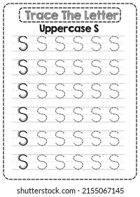 Big Letter Uppercase Alphabet Tracing Preschool Stock Vector (Royalty ...