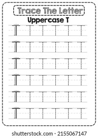 Big Letter Uppercase Alphabet Tracing For Pre-school Kids with Arrow Direction T