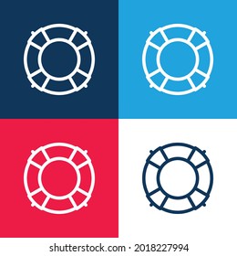 Big Lifesaver blue and red four color minimal icon set