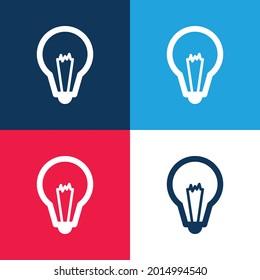 Big Light Bulb blue and red four color minimal icon set