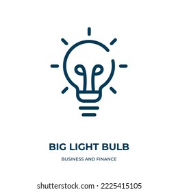 Big light bulb icon. Linear vector illustration from business and finance collection. Outline big light bulb icon vector. Thin line symbol for use on web and mobile apps, logo, print media.