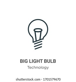 Big light bulb outline vector icon. Thin line black big light bulb icon, flat vector simple element illustration from editable technology concept isolated stroke on white background