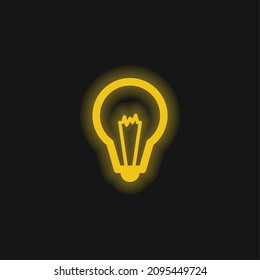 Big Light Bulb yellow glowing neon icon