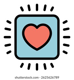 Big like content icon outline vector. Media share. Social influence color flat