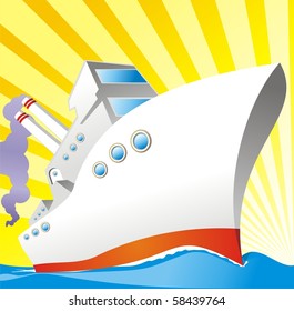 The big liner of cruise carries people on rest in the high sea