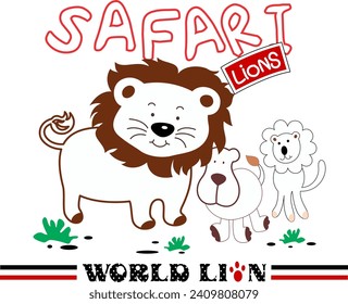 the big lion with his safari friends