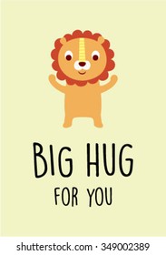 big lion hug vector