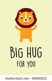 big lion hug vector