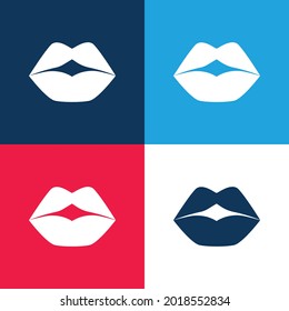 Big Lips blue and red four color minimal icon set