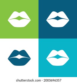 Big Lips Flat four color minimal icon set