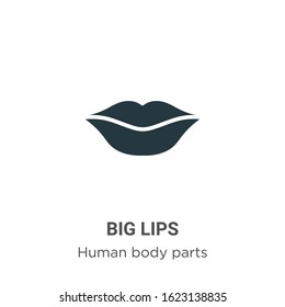 Big lips glyph icon vector on white background. Flat vector big lips icon symbol sign from modern human body parts collection for mobile concept and web apps design.