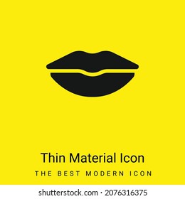Icono de material amarillo brillante mínimo en los labios grandes
