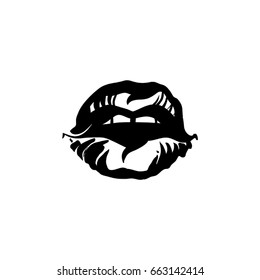 Big lips on white background