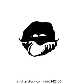 Big lips on white background