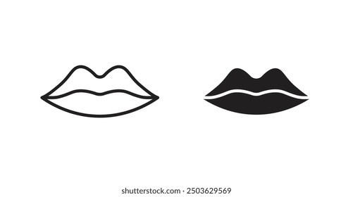 Big lips vector icon in solid and outline style