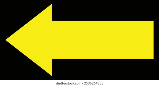 Gran flecha de dirección larga. Flecha en negrita amarilla. Ilustración vectorial,