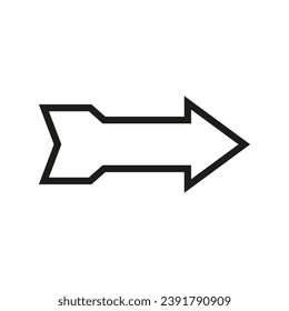 Big long wide arrow pointer. Vector illustration and drawing.