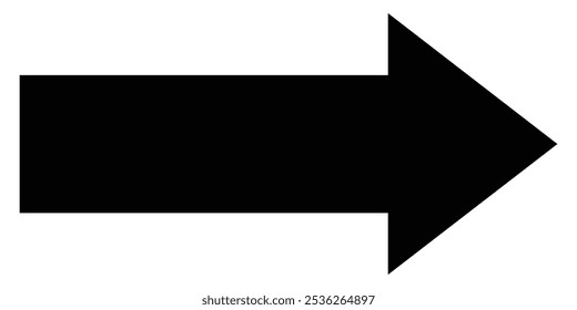 Big long wide arrow pointer. Vector illustration. Bold black arrow pointing
