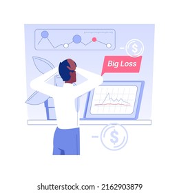 Big loss isolated concept vector illustration. Stressed man loses all money on hedge fund, economic problem, business risk, money investment problem, financial crisis vector concept.