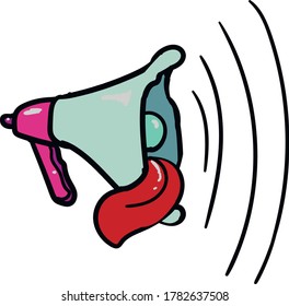 The big loudspeaker got tired of yelling and stuck out its tongue.